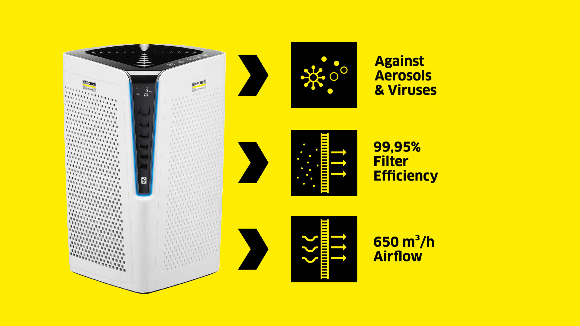 Air Purifier AF-100 with icons and main functions